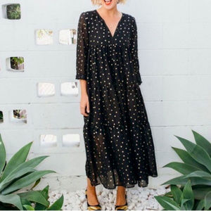 New Christy Dawn Paloma Dress Black Gold Hearts